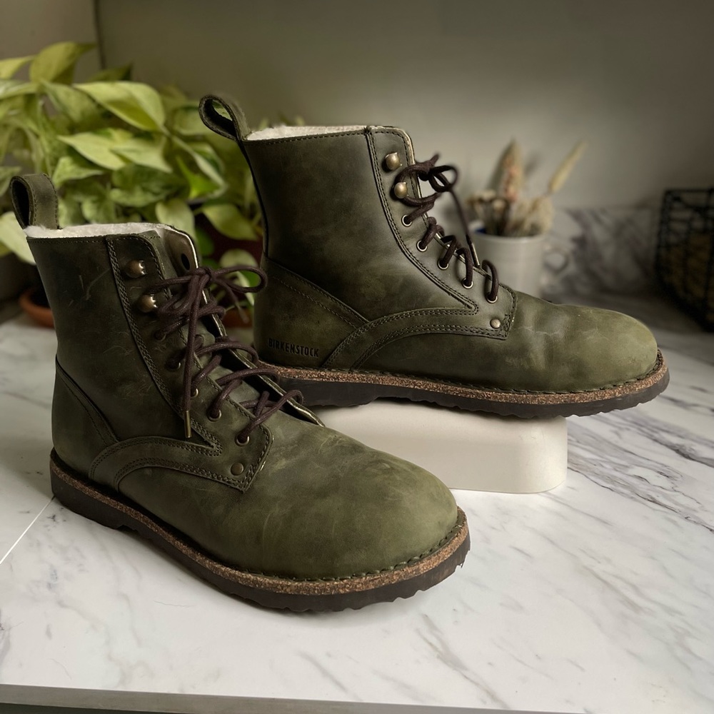 Birkenstock Bryson Shearling Suede Leather Hunter Green Boots